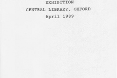 April 1989 Display at Oxfordshire Local History Association Exhibition, Central Library, Oxford.