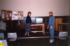 March 1990: Videos evening, Christine and Bill Edbury.