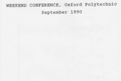 September 1990: Oxford Family History Society weekend conference at Oxford Polytechnic.