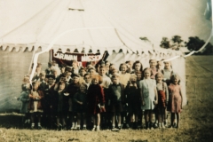 Early 1950s. Caravan Mission held in a field behind 28/30 South Street and Lister Cottage.