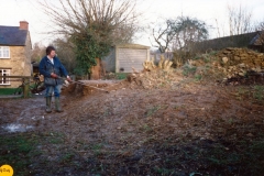 March 1989 Graham Bradshaw clearing the land north of the chapel (above the river).