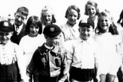 c. 1930 Back: Bill Hawkins, Beryl Wood, Grace Hawkins, Muriel Wood. Front: Peter? Hazell, Dorothy Wood, Stanley Wood, Tom Robinson, Violet Bolton, Ruby? Hazell.