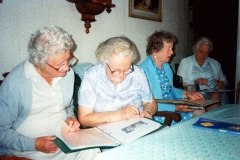 July 1992 End of season Methodist Dashwood House meeting at Miss Ruth Kirby's. Mrs. B. Wyatt, Mrs. H. Bassett, Mrs. D. Evans, Mrs. G. Benfield.