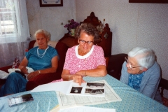 July 1992 End of season Methodist Dashwood House meeting at Miss Ruth Kirby's. Mrs. C. Stevens, Mrs R. Stockdale, Miss R. Kirby.