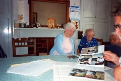 July 1992 End of season Methodist Dashwood House meeting at Miss Ruth Kirby's. Mrs. G. Cox (over Worton), Mrs. H. Cox, Mrs M. Allen.