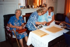 August 1994 Dashwood House summer meeting at 67 North Street. Winnifred Pritchard, Hilarie Bassett, Beryl Wyatt, Dorothy Evans.
