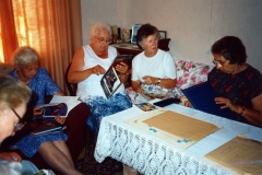 August 1994 Dashwood House summer meeting at 67 North Street. Charis Stevens, Margaret Allen, Barbara Imbert, Brenda Monk.