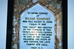 Chapel memorial: Hilare Rochfort, daughter of Mrs Alexandra Hall.