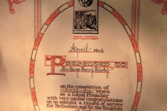 April 1946. George Henry Kirby - 41 years as a local preacher. Presentation by the Methodist Church.