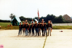 July 1986 Cub/Scouts car wash. 6th boy from left: Jeff Wood. Far right: Ian Hutchinson.