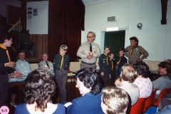 June 1988 Cub/Scout AGM. At the table: Austin Jones, Tony Outtridge, Chris Gregory, Bill Edbury (back view) and Andrew? Day.