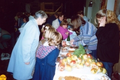 November 1989 Dorn Valley Venture Unit Jumble Sale. Carolyn Gross on far right.