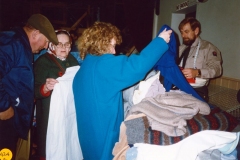 November 1989 Dorn Valley Venture Unit Jumble Sale. Mr. and Mrs. Denton (left) and Bill Edbury (right) VS Leader.