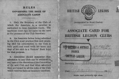 1950s British Legion. George Kirby's subscription card.