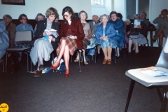 5 December 1989 Presentation of certificates. 5th row on the right: Ruth Kirby, Hilary Bassett. 4th row on the right: Evelyn Rye. 3rd row: Bob Clements, Joan Helby. 2nd row: Kay Milburn, Hilda Stockdale, Elsie Bridger, Harriet Evans, Hilda Cox. Front: Jeanne Allington, Rosemary Pierce.