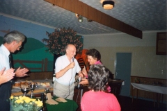 1991 Flower and Vegetable Show held by Bartons and District Horticultural Society. L to R: Jack Rogers, Tom Cattle and Sylvia Simson.