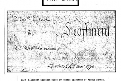 1772 Elizabeth Egleston, widow of Thomas Egleston, slate mason, and her son, Thomas, another mason, sell their cottage near the Quaker Meeting House for £33. Elizabeth signed her name.