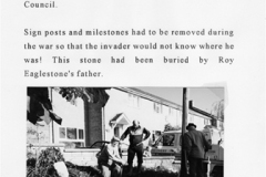 November 1986 Roy Eaglestone, John Woodley and Ken Castle (back view) uncovering the milestone buried by Roy's father in the Second World War.