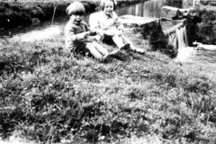 1920s Children by the mill stream - Roy and Joan Eaglestone.