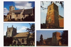 1991 Greetings card. St. Edward the Confessor, Westcote Barton; St. Martin, Sandford St. Martin; St Mary Magdalene, Duns Tew; St. Mary the Virgin, Steeple Barton. Photographs by Joan Davies.