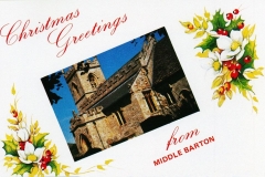 1991 Christmas Greetings card - front: Westcote Barton church. Produced for E.C. Webb.