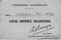 Local Defence Volunteer card for George John  Kirby.