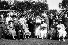 11 August 1934 Wedding of James Humphries and Winifred Kirby. Back: Frank Humphries, Agatha Ayres, Mrs Ruth Kirby, Mary Goffe, Bob Humphries, Jim and Winnie, Annie Stockford, Edward Cox, Joan Cox and Thomas John 'Taff' Owen.