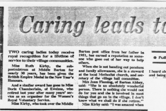December 1980: Newspaper cutting recording the British Empire Medal award to Ruth Kirby.