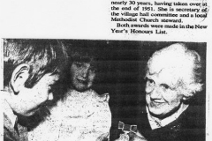 Newspaper cutting recording the British Empire Medal award to Ruth Kirby.