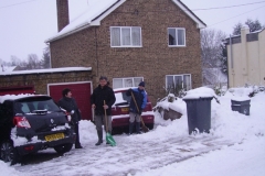 January 2010: Snow North Street. Marjorie and Edward Fowler and Dave Hughes.