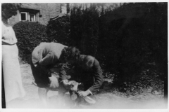 1942. Feeding time (no Sir!). Westcote Barton Hostel. Hostel grounds.