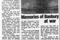 March 1989. Women's Land Army Mrs Violet French nee Cooper.