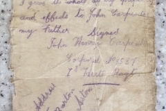 Brief Will of Corporal John Henry Carpenter,  leaving all property to his father, undated.