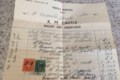 1953 Funeral bill from Kenneth Castle for the late  Mrs. Florence Carpenter at £31-19-6.