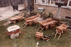 c. 1980 16 Enstone Road. Ken and Cicely Castle with model wagons made by Ken Castle.