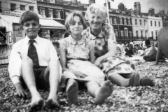 c. 1950s/60s Graham and Cynthia Bradshaw with Miss Ruth Kirby, probably on a Sunday school outing. Graham and Cynthia were the children of Elsie Bradshaw (nee Garvey) and Fred Bradshaw, who kept the saddlers and shoe shop with model railway in North Street.