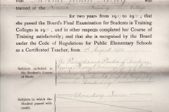 1919-1921/1923 Norwich Training College for elementary teachers certificate - Florence Farley. Extensive curriculum.