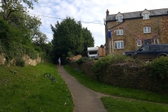 Bunting going up on Moles Lane VE Day 2020