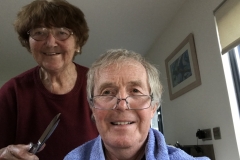 Locks off in Lockdown! David Wharton's VE Day haircut (before)