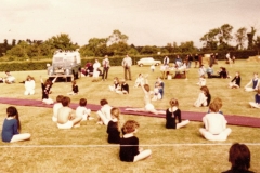 c. 1979 Middle Barton School Fete Gymnastics display. Teacher Kay Gaffney.