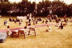 c. 1979 Middle Barton School Fete Gymnastics display. Teacher Kay Gaffney.