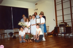 July 1988 Presentation to Miss J. Sullivan. Pupils centre: Melanie Peedell and Oliver Pattie. Front: Rajen Patey and Andrew McAdam.