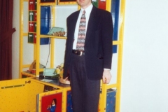 24 March 1999 Viewing the music centre. This is a memorial to Martin Norton. Headteacher David Hailey.