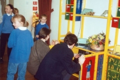 24 March 1999 Viewing the music centre. This is a memorial to Martin Norton. Headteacher David Hailey.