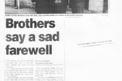 February 2001 Brothers say a sad farewell.