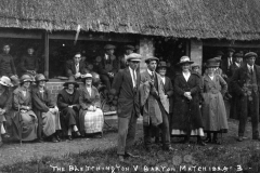 1924 The Bletchington v Barton Match, Front, left to right: Jack Thomas, Tom Stewart, ? Stewart, Emily Thomas, Mrs Edith Lilian Bradshaw, William Wood.