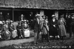 1924 The Bletchington v Barton Match, Front, left to right: Jack Thomas, Tom Stewart, ? Stewart, Emily Thomas, Mrs Edith Lilian Bradshaw, William Wood.