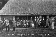 1924 The Bletchington v Barton Match, Front, left to right: Jack Thomas, Tom Stewart, ? Stewart, Emily Thomas, Mrs Edith Lilian Bradshaw, William Wood.