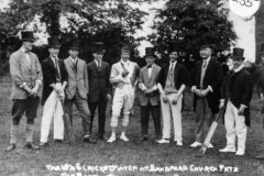 The 1845 cricket match at Sandford church fete - the Barton team. Bert Farley, Wheeler, Billy Jefferies, Harry Stevens, Ronald Riach, Frank Humpries, George Stockford, Walter Parsons, Charles Boffin, Herman Brain ?