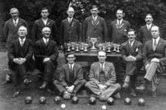 1930 Back: Walter Parsons, Walter Howe, Albert Paine, George Hope, Ronnie Riach, Jethro Callow. Middle: James Canty, George Brooks,        Frank Gascoigne, Willie Courtnell. Front: Alec Stewart, Gilbert Newman.
